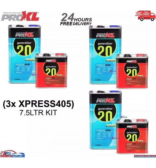 3x PROXL XPRESS405 HS ANTI SCRATCH RAPID CURING CLEARCOAT KIT 7.5LTR